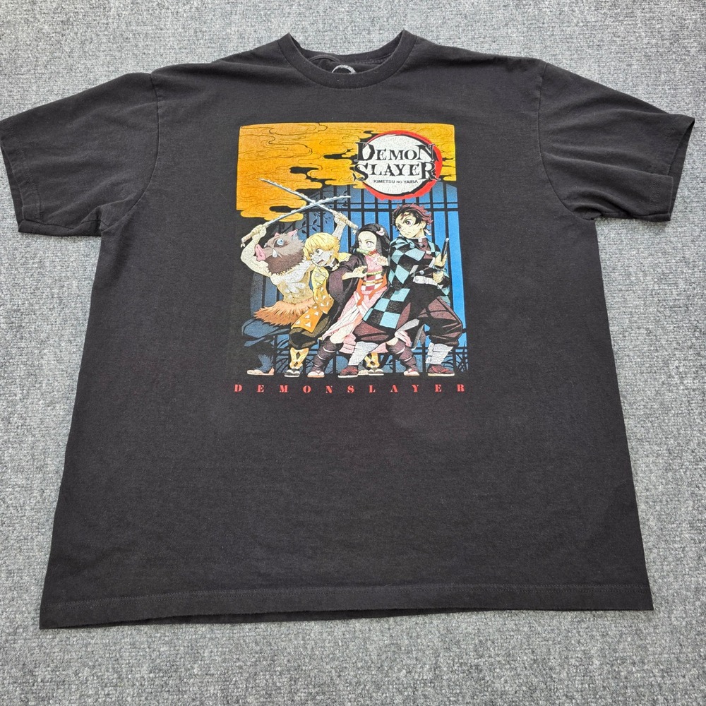Demon Slayer Kimetsu No Yaiba Anime‎ Graphic T Shirt Black Mens XL